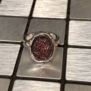 🆕 Lia Sophia Ablaze Silver ring…Violet Resin Druzy that sparkles in the light!!